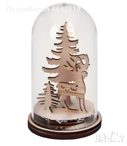 Коледна магия под стъклен купол - LED декорация, снимка 3 - Декорация за дома - 52336821