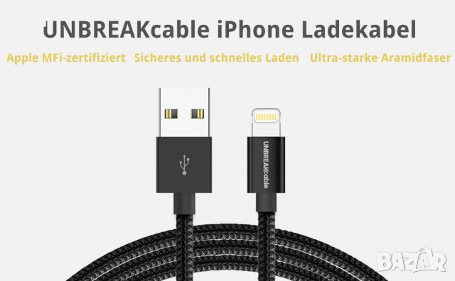 Кабел USB към Lightning (UNBREAKcable), снимка 7 - Оригинални зарядни - 39560331