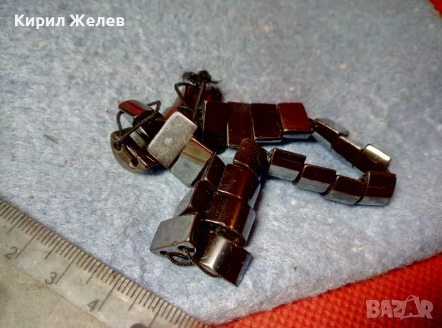 СТАРА ВИНТИДЖ АРТ СТИЛ ГРИВНА от ПОЛИРАН ХЕМАТИТ 16888, снимка 5 - Гривни - 47316605