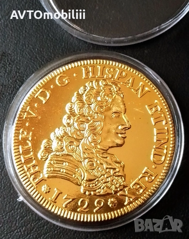 Позлатена голяма средновековна испанска монета, снимка 3 - Нумизматика и бонистика - 52858320