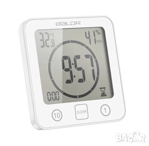 Термометър и хигрометър за баня с таймер Baldr LCD екран