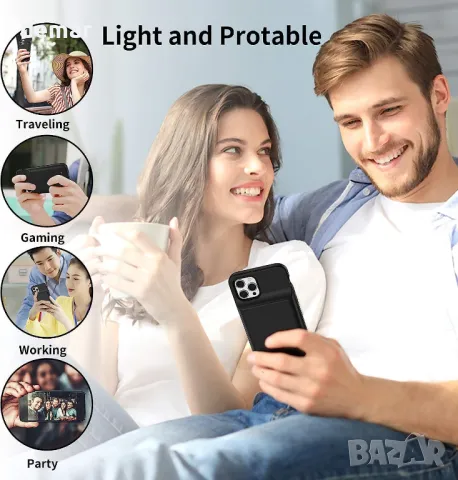 Калъф с батерия YISHDA за iPhone 11  (6,1 инча), 7000mAh, черен, снимка 7 - Калъфи, кейсове - 49128477