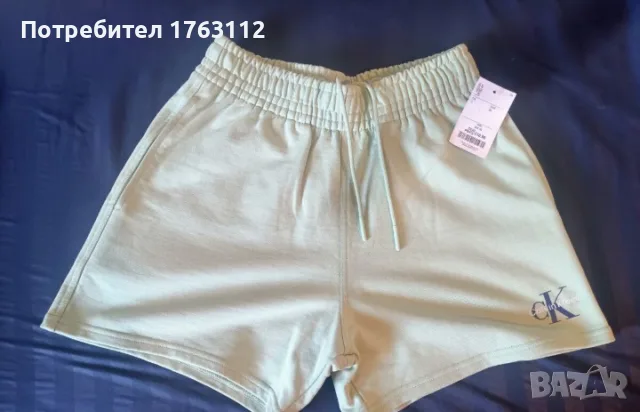 Calvin Klein памучни шорти, размер XS, но по-скоро като S, цвят мента, нови с етикети
