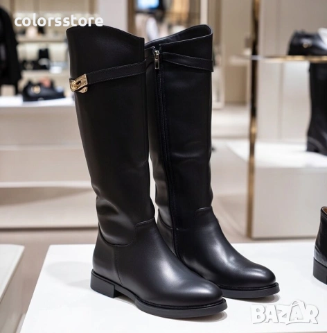 Равни ботуши - черна кожа - HS25 , снимка 2 - Дамски ботуши - 53237671