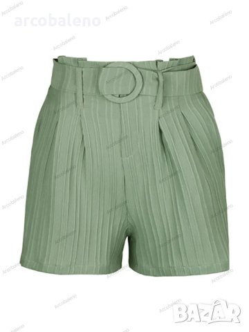 Малки свежи дамски зелени плисирани къси панталони, снимка 6 - Къси панталони и бермуди - 41245232