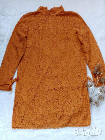 Официална оранжева дантелена рокля, снимка 2 - Рокли - 36189875