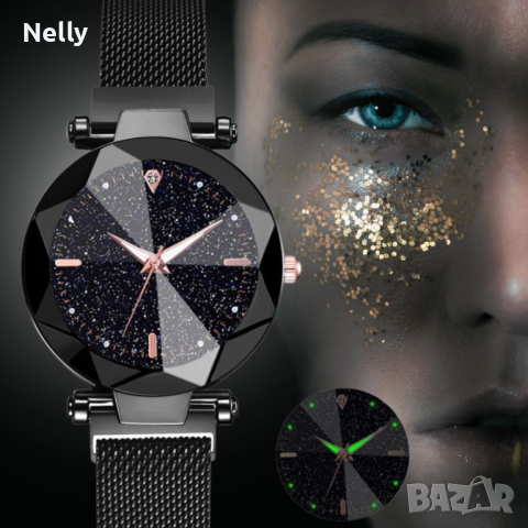 Луксозен дамски часовник „звездно небе“ тип гривна, снимка 3 - Гривна - 44524417
