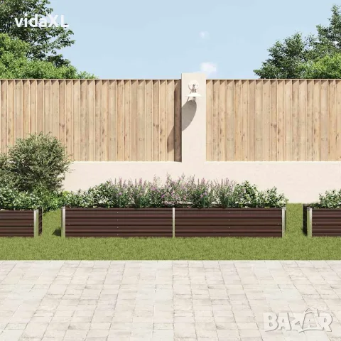 vidaXL Градинска висока леха поцинкована стомана 320x40x45 см кафява, снимка 3 - Саксии и кашпи - 56147597