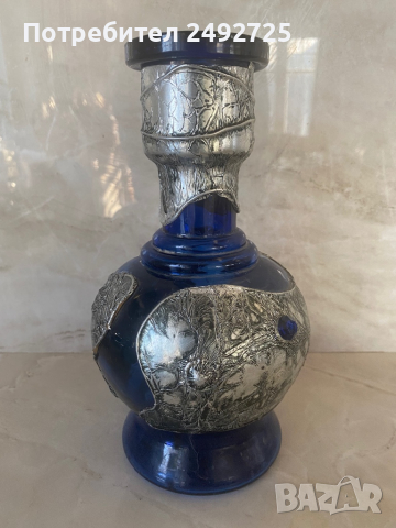 ✅Голяма ваза стъкло цветно , синя, снимка 3 - Вази - 36151405