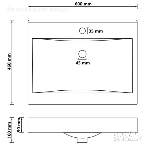 Луксозна мивка с отвор за кран розов мат 60x46 см керамика Код P1095, снимка 4 - Мивки - 51449533