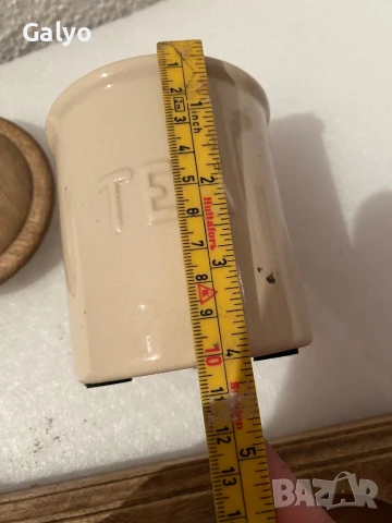 Керамични съдове за кафе, чай и захар, Дървен капак и дървена опора, снимка 6 - Аксесоари за кухня - 50528219