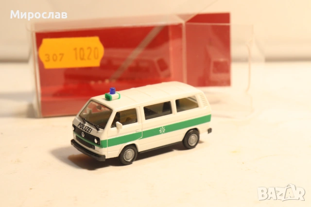 HERPA H0 1/87 VW T3 TRANSPORTER POLICE ПОЛИЦИЯ КОЛИЧКА, снимка 6 - Колекции - 53772331