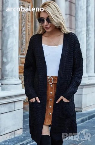 Дамска модна плетена жилетка с дълги ръкави, 10цвята - 023, снимка 7 - Жилетки - 42284672