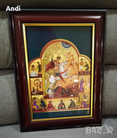 Св. ГЕОРГИ Победоносец Икона 29,5/ 38см, снимка 8 - Икони - 52742748