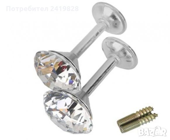 LEORX - 2 бр диамантени ограничители за завеси за стенна врата с куки, цвят: сребро, снимка 4 - Пердета и завеси - 35881922