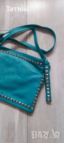 Тюркоазена малка чанта за през рамо, снимка 3 - Чанти - 50055494