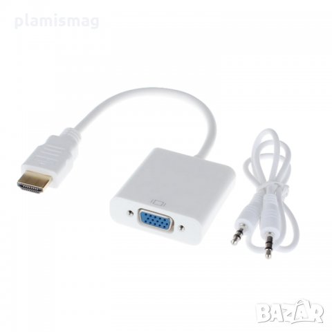 Преходник No brand, HDMI към VGA + AUDIO кабел, Бял, снимка 1 - USB кабели - 36017446