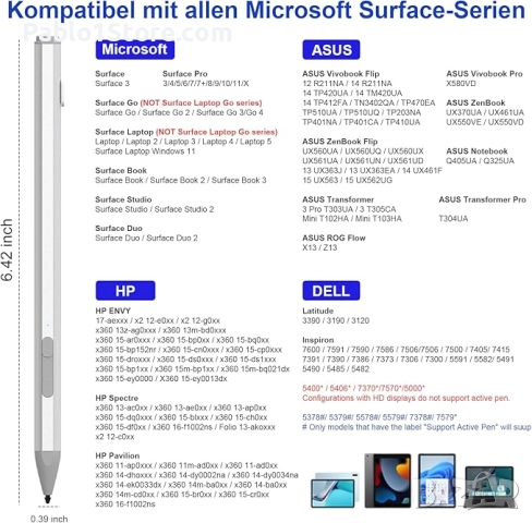 icrosoft Surface Pen за Microsoft Surface Pro 11/10/X/9/8/7/7+/6/5/4/3, Surface Book/Laptop/Go/Studi, снимка 7 - Друга електроника - 51951473