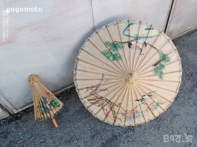 Стари, стар, ретро, винтидж, арт, старинен, азиатски чадър от бамбук, снимка 8 - Антикварни и старинни предмети - 44450546