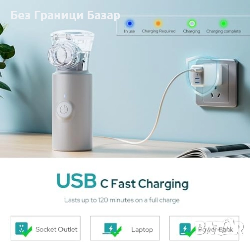 Нов Тих Портативен инхалатор за възрастни и деца 1–5 μm Финa мъгла, снимка 6 - Други - 52477178