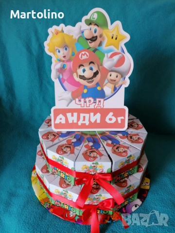 Картонена торта Супер Марио