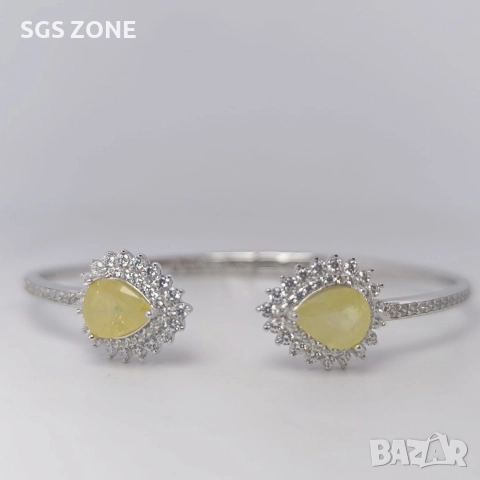 Стилна гривна от стерлингово сребро 925 с жълт сапфир, снимка 9 - Гривни - 52793516