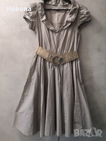 Zara Рокля M-L, бежева, клош, снимка 4 - Рокли - 42492112