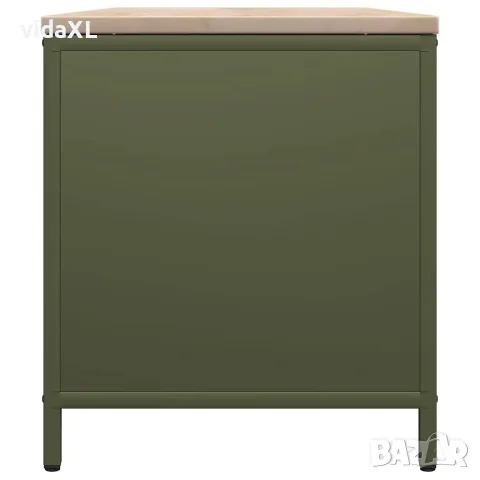 vidaXL Стойка за дърва за огрев с дървена горна част маслиненозелена, снимка 7 - Дърва за огрев - 56148317