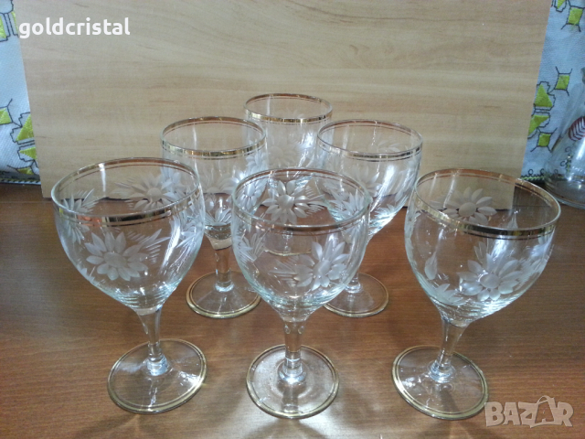 Ретро кристални чаши художествена гравюра , снимка 7 - Антикварни и старинни предмети - 44927750