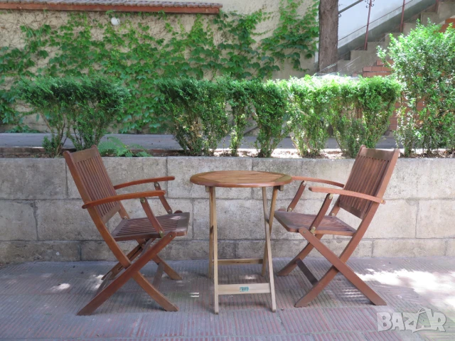  Тиково дърво-2бр.столове и маса ,Скандинавски дизаин, снимка 10 - Къмпинг мебели - 46678759