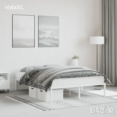 vidaXL Метална рамка за легло, бяла, 140x200 см, снимка 2 - Спални и легла - 56147414