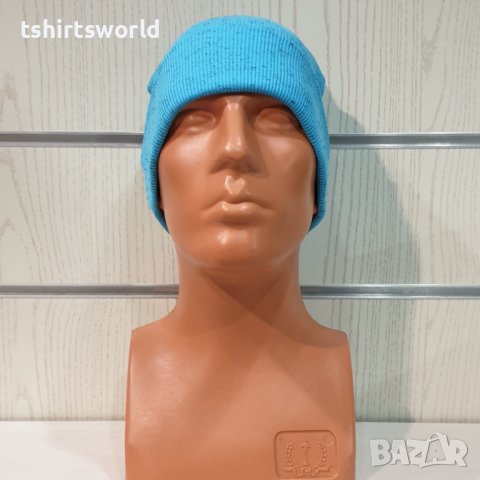 Нова мъжка зимна шапка рипс с подгъв в цвят син меланж, снимка 9 - Шапки - 39333037