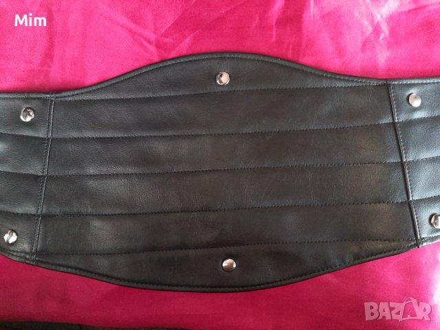 Черен кожен широк колан с капси , снимка 4 - Колани - 38945737