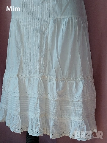 BON' A PARTE L Бяла,памучна  рокля с бродерия , снимка 7 - Рокли - 53641136