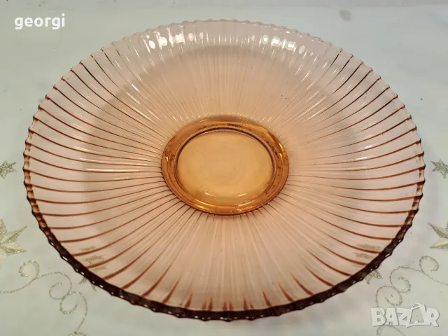 стъклена купа фруктиера от розово стъкло 25/5, снимка 3 - Аксесоари за кухня - 50341230