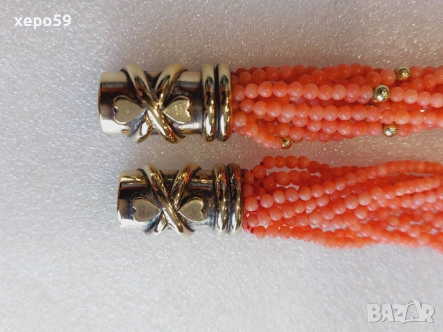 Прекрасно коралово колие и гривна със закопчаване от сребро и 84 златни топчета, снимка 11 - Колиета, медальони, синджири - 53840386