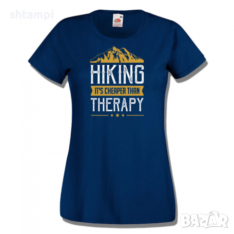 Дамска тениска Hiking It's Cheaper Than Therapy,Изненада,Подарък,Поход,Връх,Хижа, снимка 7 - Тениски - 36373498