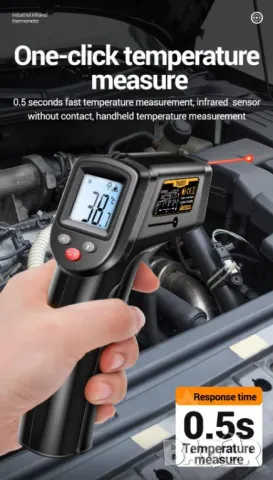 Термодетектор Пирометър Безконтактен Термограф Инфрачервен Термометър с Лазерно Насочване -50°~400°C, снимка 15 - Измервателни инструменти - 48101331