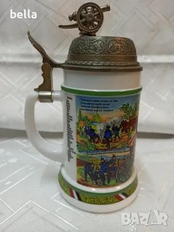 Стара немска халба BMFN W.Germany в горният край с оръдие което е латерна, снимка 4 - Антикварни и старинни предмети - 50065060