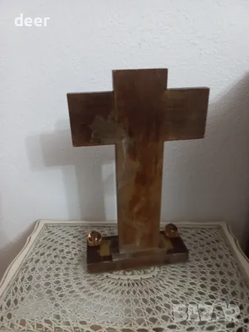 Над 50 годишен, старинен, настолен  кръст, снимка 6 - Икони - 48131910