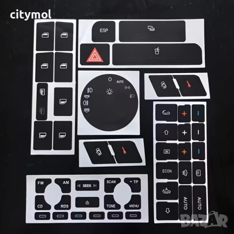 Комплект стикери за бутоните на AUDI A4 B6 B7/A6/A2/A3