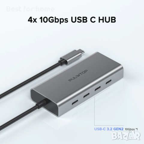 PULWTOP 4 порта 10G USB C ХЪБ за Mac,iMac,iPad и USB C лаптоп, снимка 7 - Други - 41802774