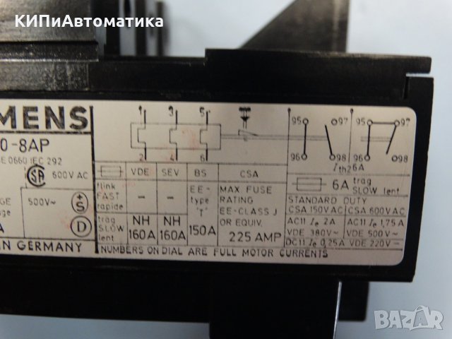 термозащита Siemens 3UA43 00-8AP, снимка 4 - Електродвигатели - 34451932