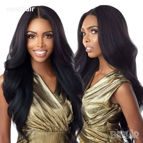 Дълга черна синтетична перука 75 см с Lace Front 13×4, снимка 3 - Аксесоари за коса - 55945406