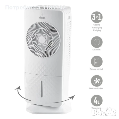 Мобилен охладител MUHLER MC-5050/MC-5055RC, 65W, 4 л, снимка 6 - Вентилатори - 50879197