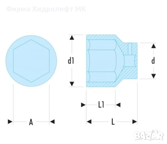 FACOM Вложка шестостенна 1" 85мм. M.85HA, снимка 2 - Гедорета - 53117955