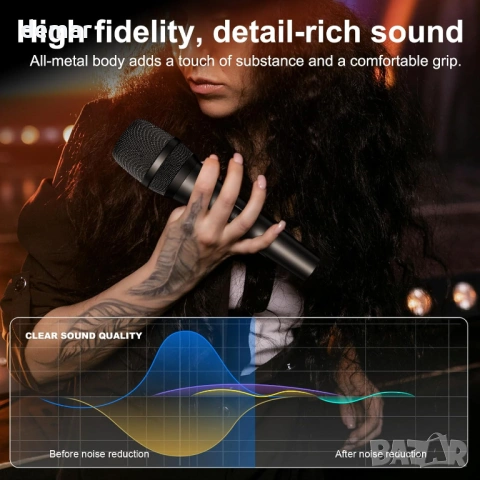 Динамичен караоке микрофон Aokeo, A450 с дунапренен калъф и 5 м XLR кабел, снимка 3 - Микрофони - 53795110