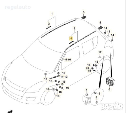 7813257L01,капаче за лайсни таван SUZUKI SWIFT 2010-2017
