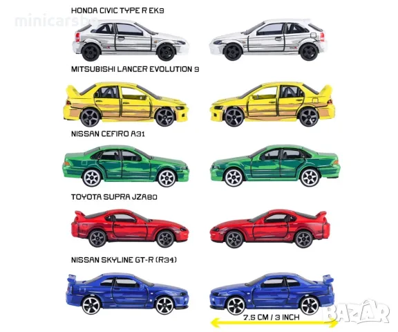 Метални колички JDM Legends Anime – комплект 5 броя, снимка 3 - Колекции - 55983922