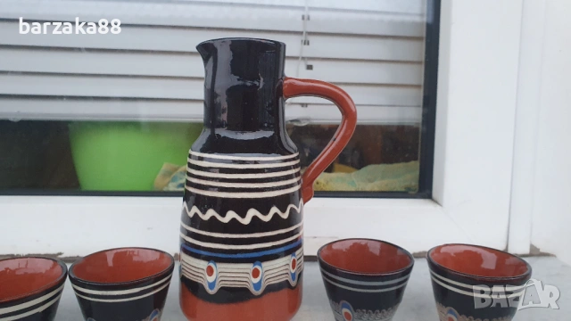 Керамична каничка с 5 бр. чашки, снимка 3 - Други стоки за дома - 53258035